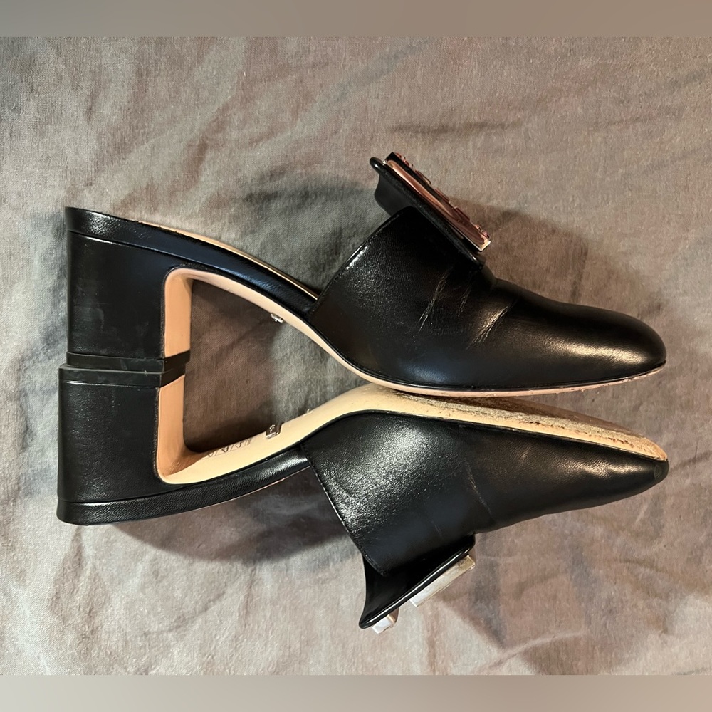 Gucci— Madelyn Malaga Crystal Square G Leather Mules 35 / 36 Block Heel - Picture 2 of 16